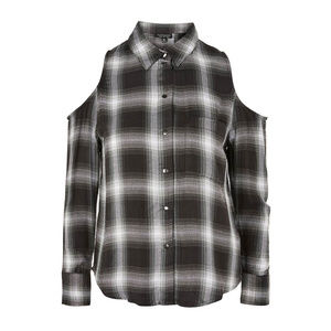 Topshop Check Cold Shoulder Shirt